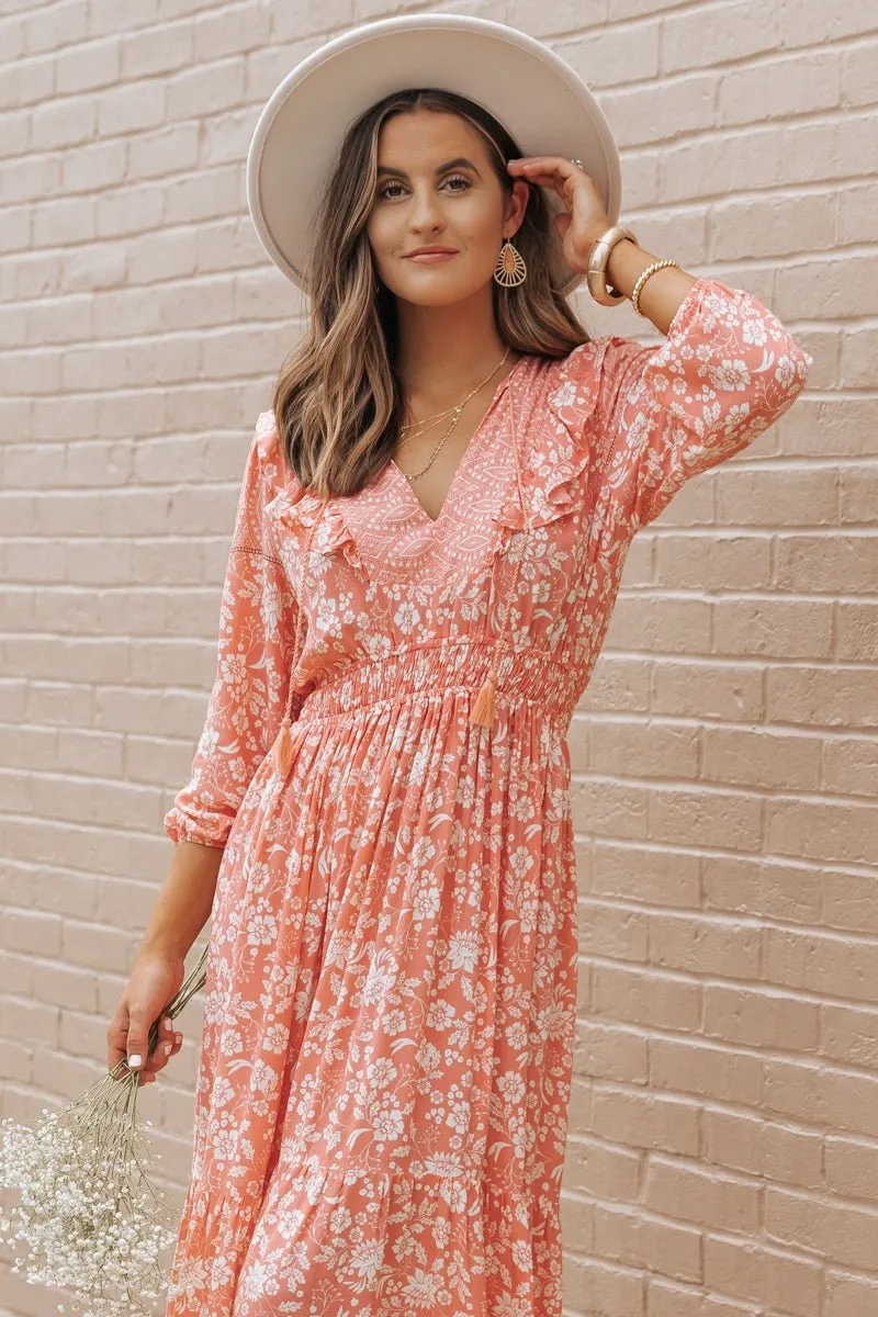 Peach A-Line Print Maxi Dress - FINAL SALE