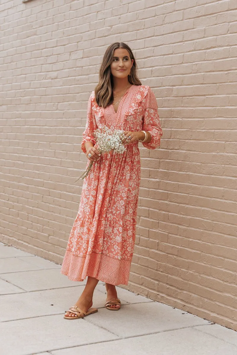 Peach A-Line Print Maxi Dress - FINAL SALE