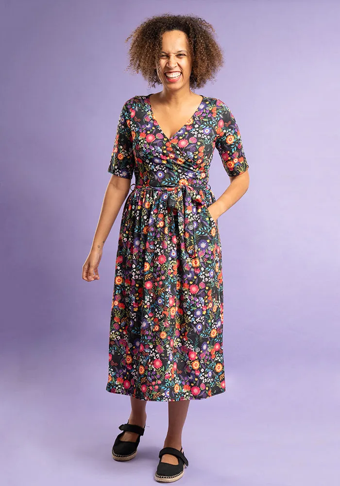 Pepper Hidden Cat Print Midi Dress