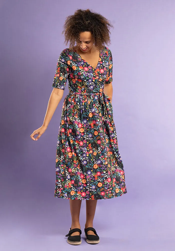 Pepper Hidden Cat Print Midi Dress