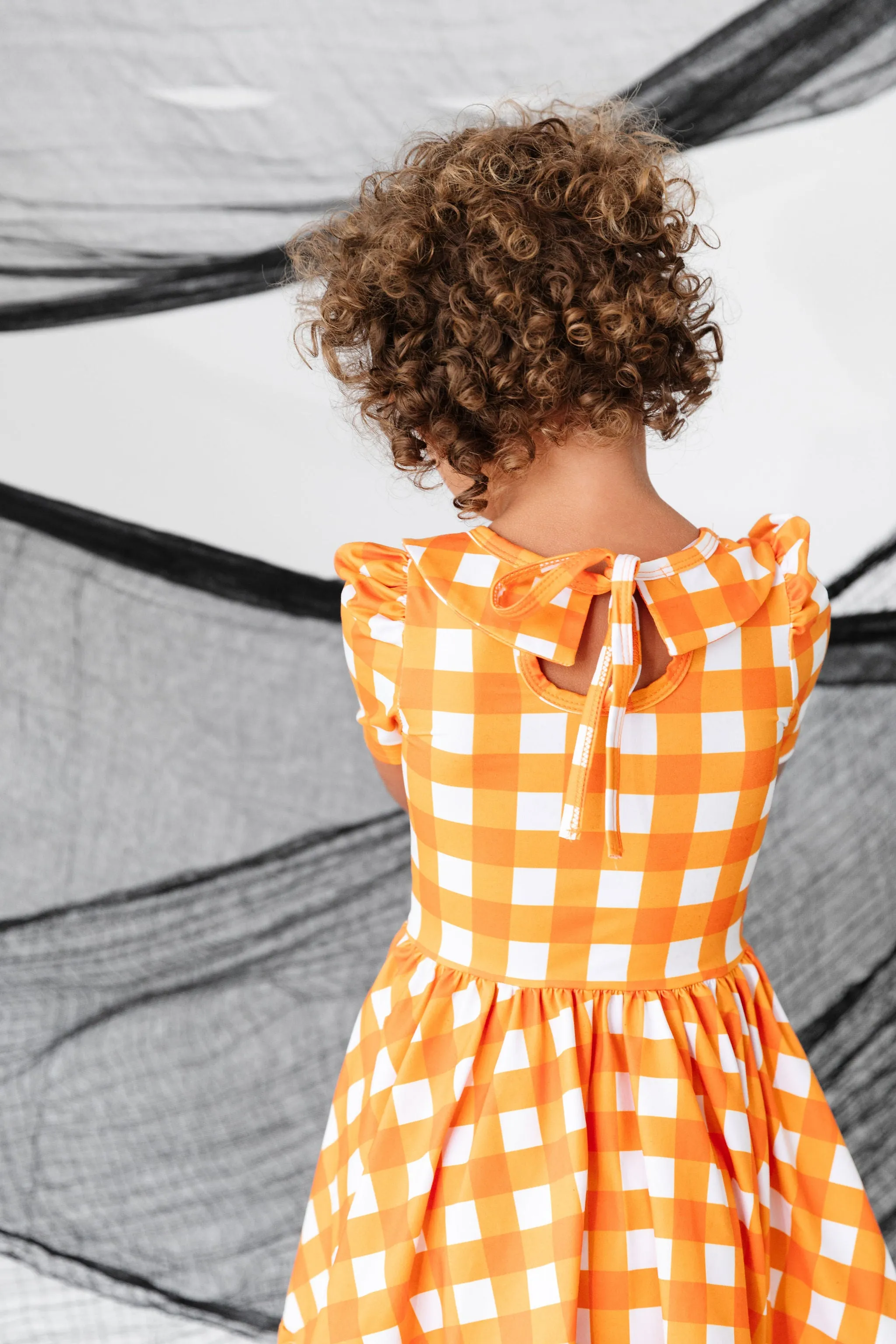 Pumpkin Gingham Twirl Dress