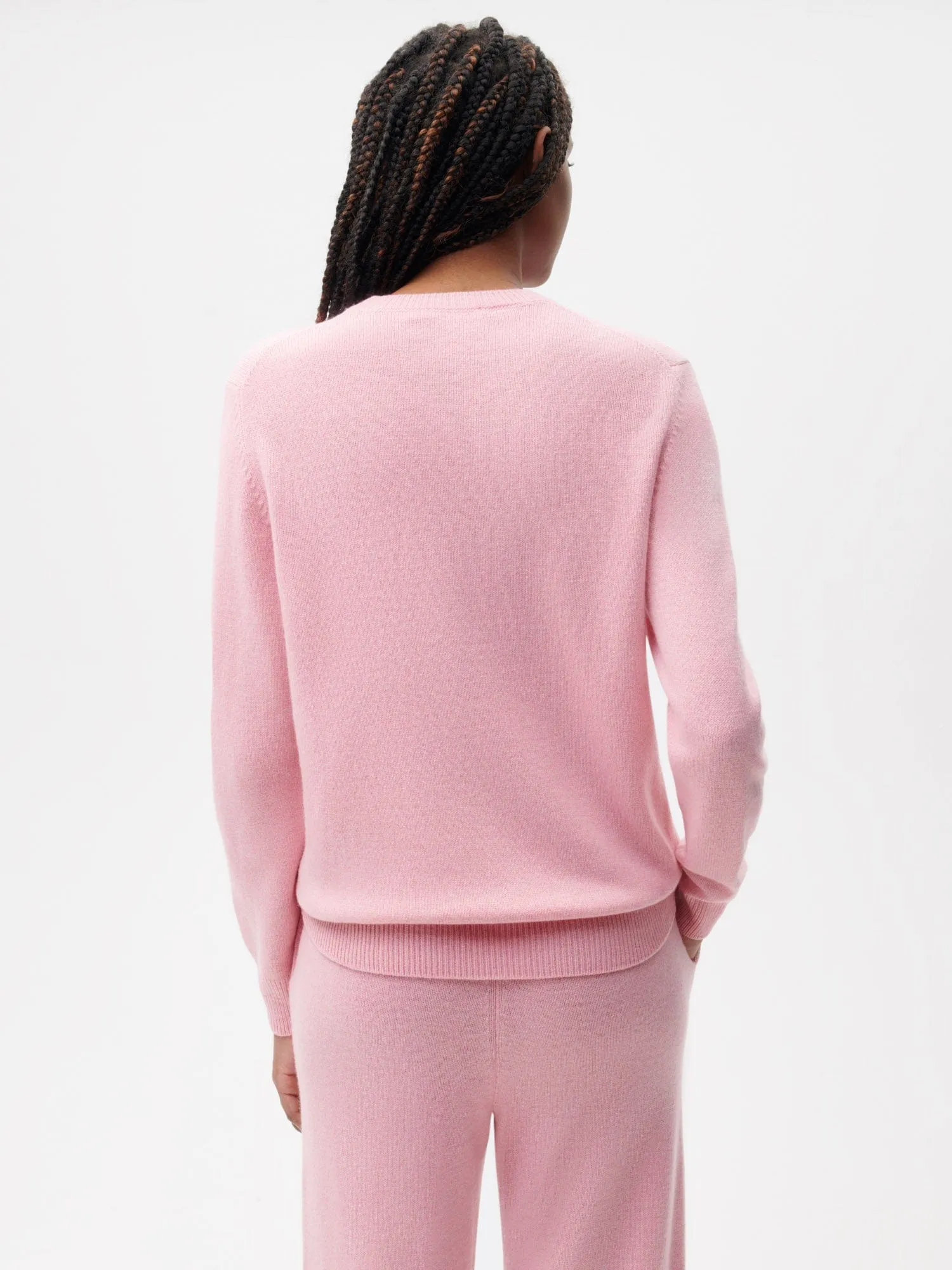 Recycled Cashmere Crewneck Sweatshirt—sakura pink