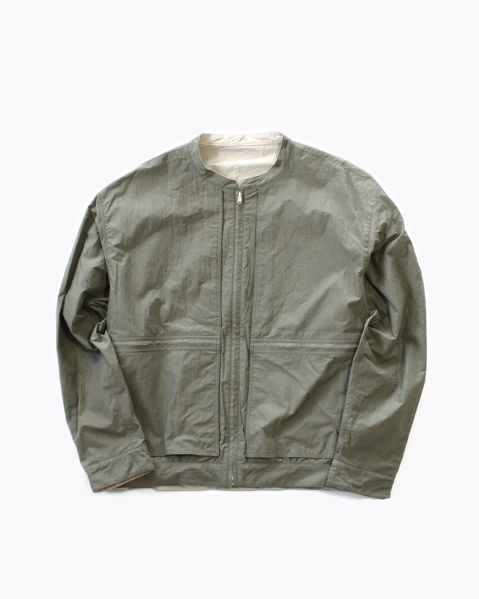 Reversible Bomber Jacket - Olive/Beige