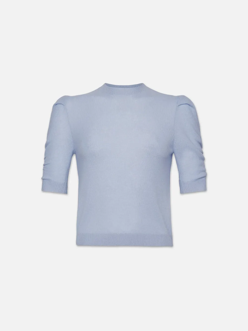 Ruched Sleeve Cashmere Sweater -- Light Blue