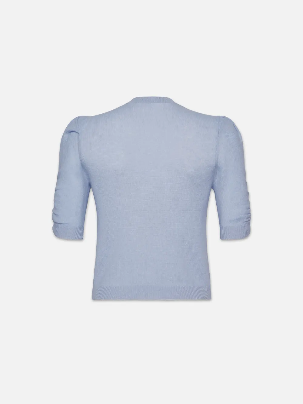 Ruched Sleeve Cashmere Sweater -- Light Blue