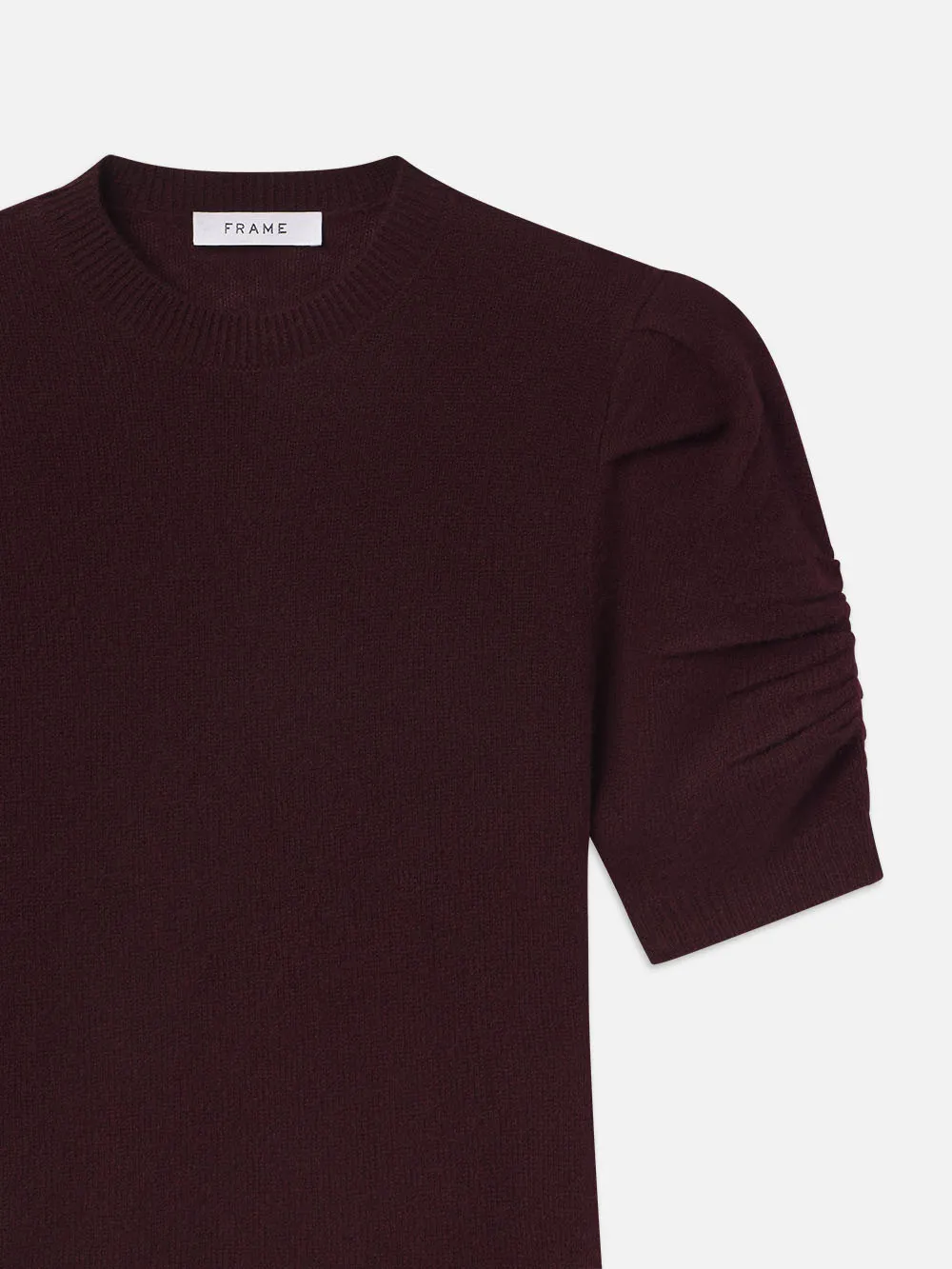 Ruched Sleeve Cashmere Sweater -- Wine