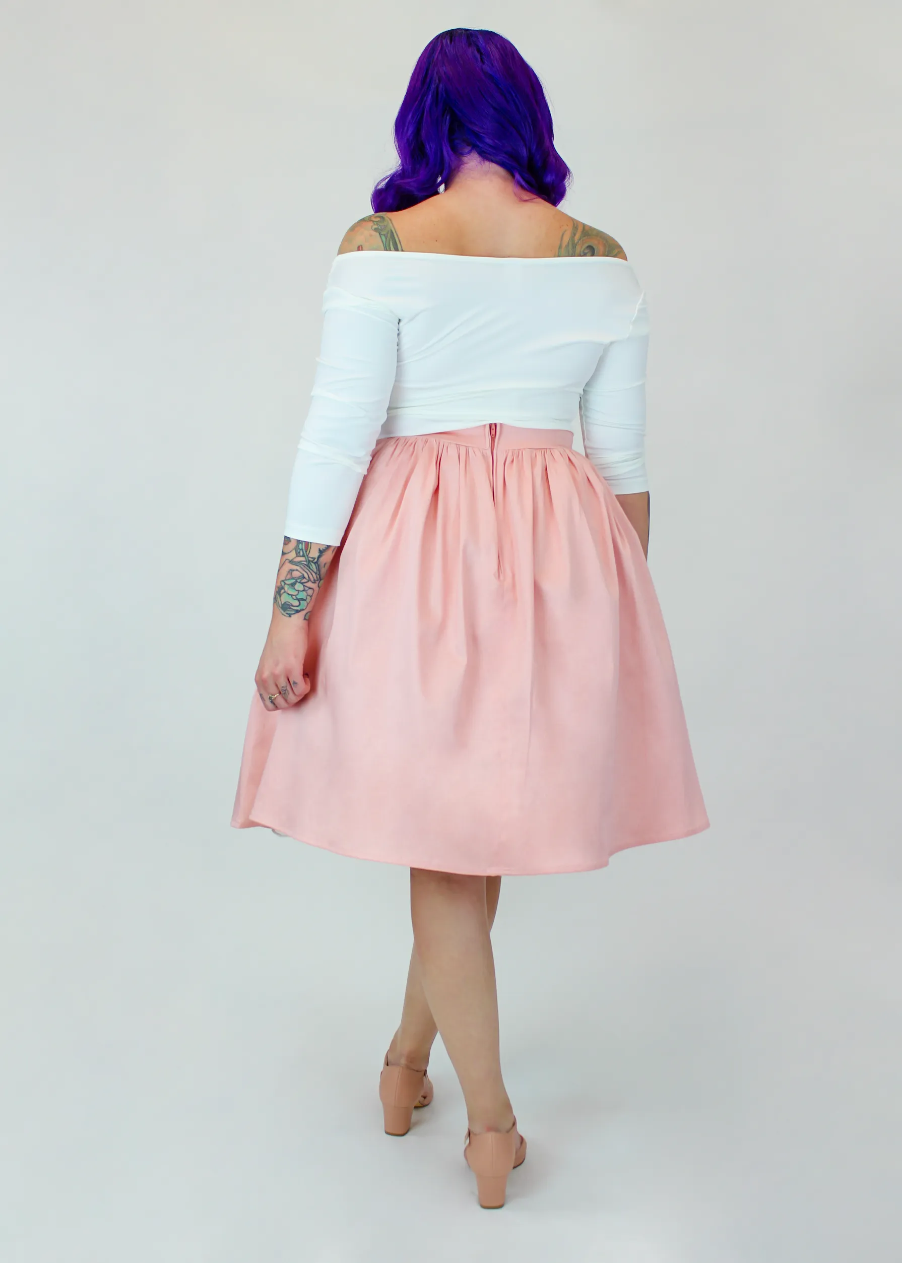 Salmon Pink Pleated Circle Skirt #PC-PP