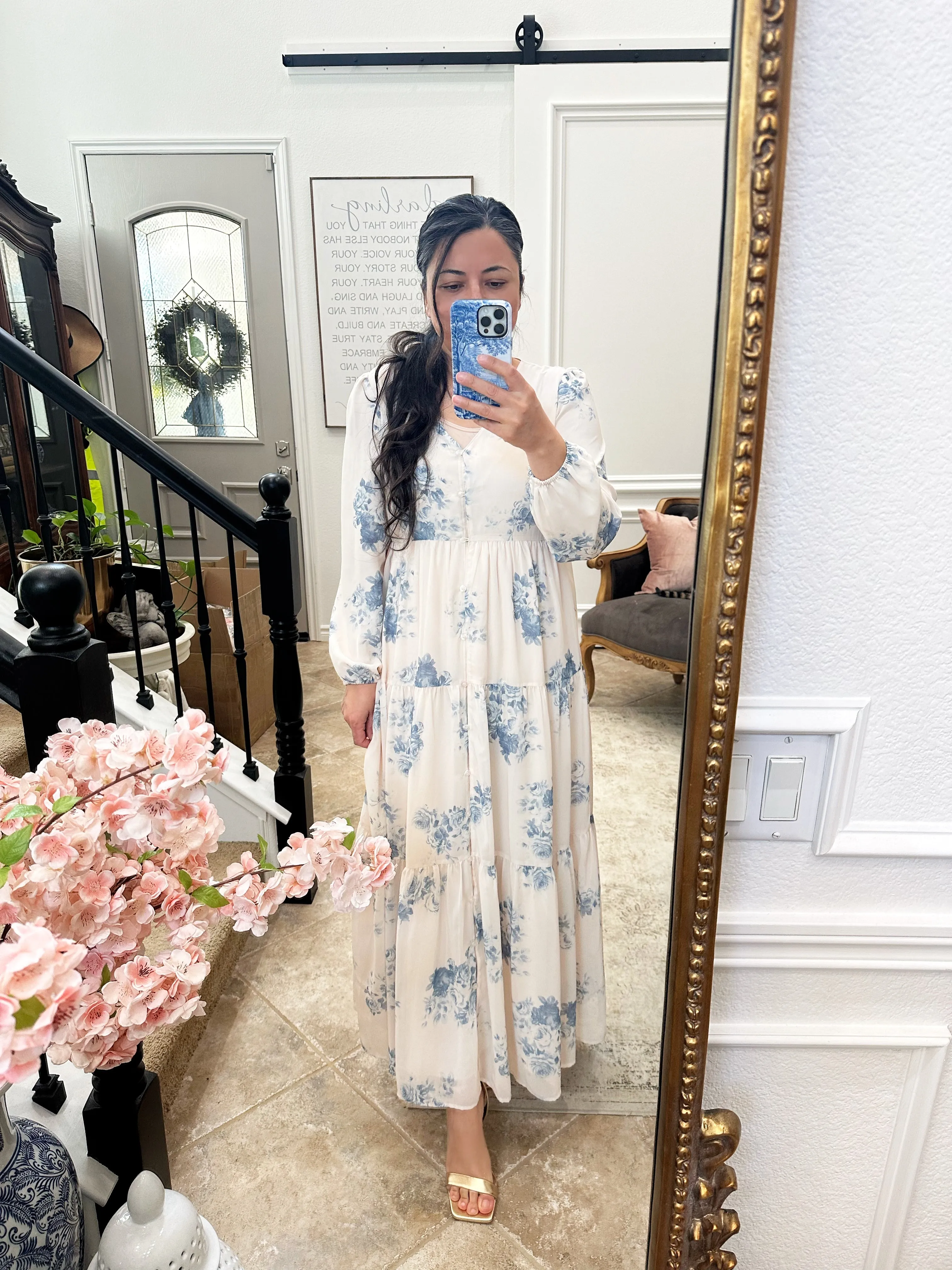 Sardinia Blue Floral Maxi Dress