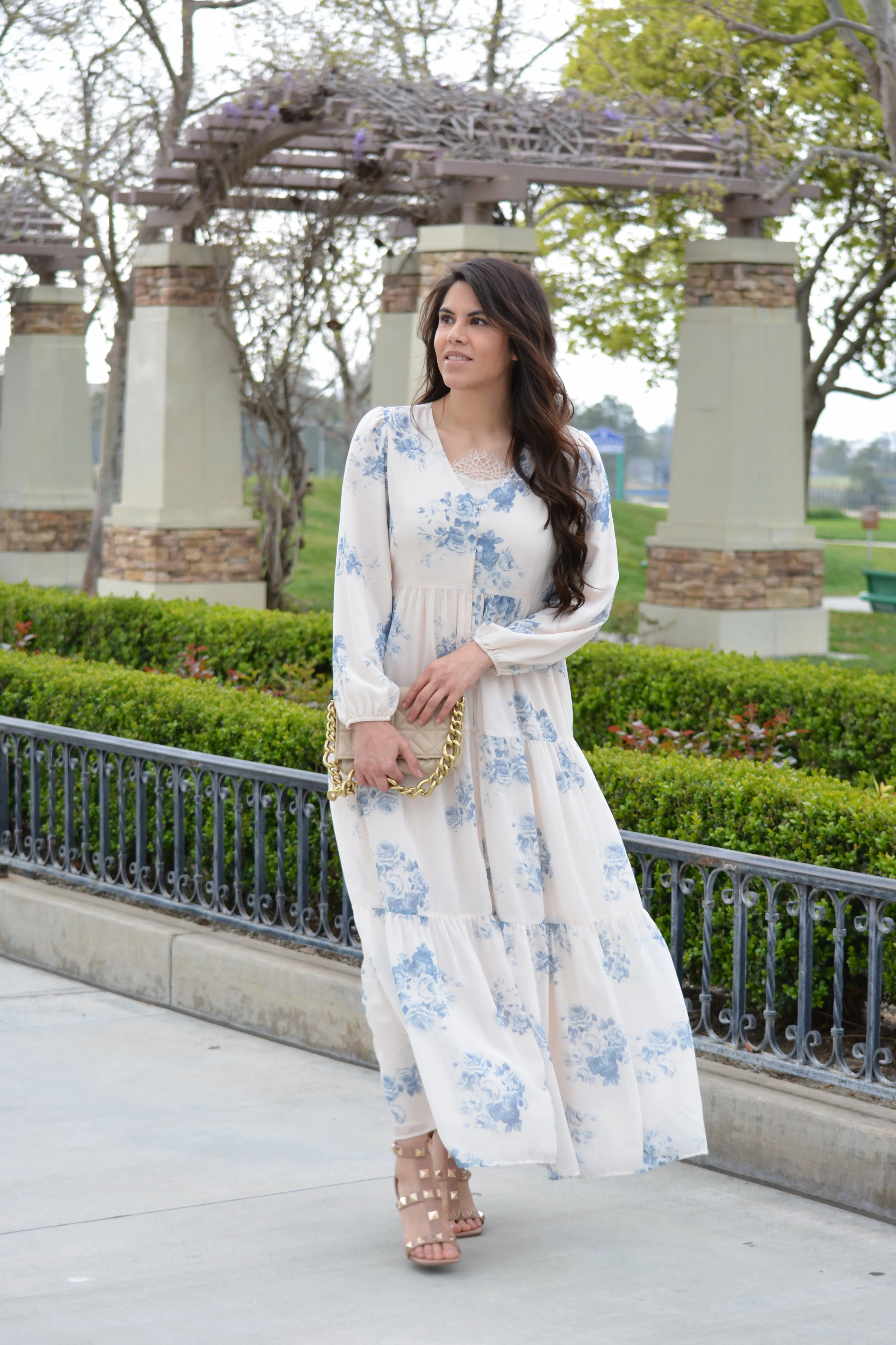 Sardinia Blue Floral Maxi Dress