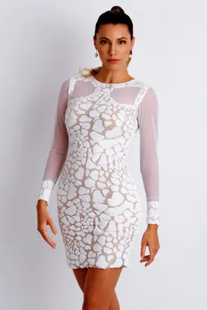 Soila White Sequin Short Cocktail Dress