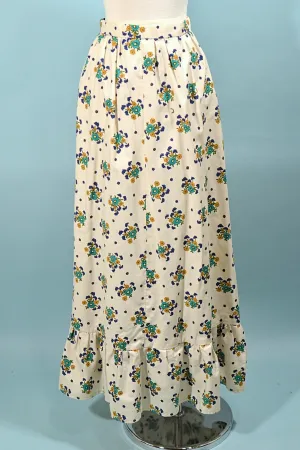 SOLD Vintage Floral Print Maxi Skirt, Bohemian Cottagecore Prairie Festival Skirt S