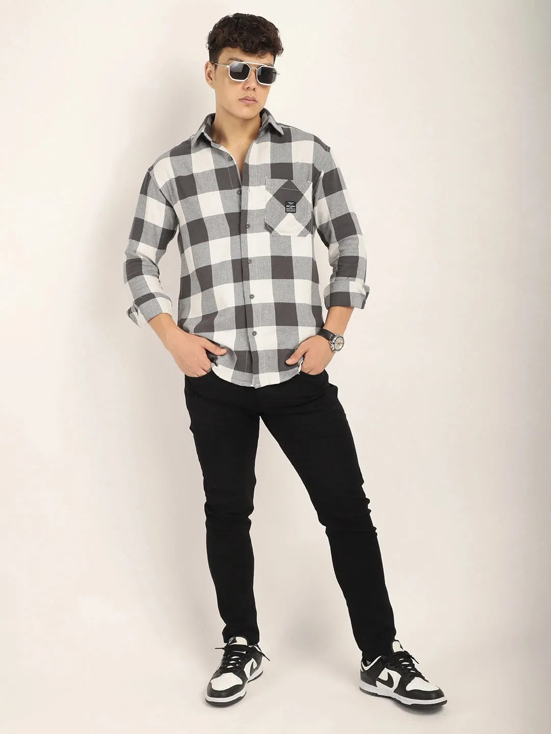 Square Couture White Check Shirt