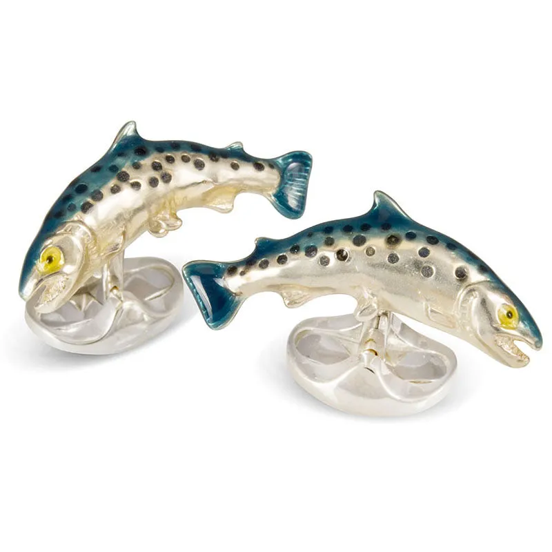 Sterling Silver Salmon Cufflinks