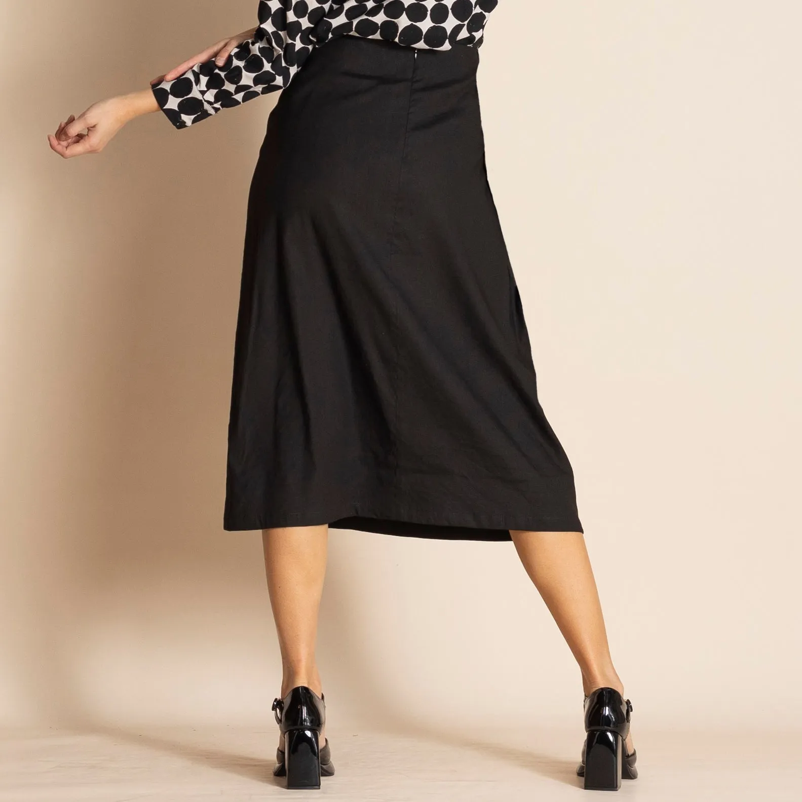 stretch linen a-line skirt