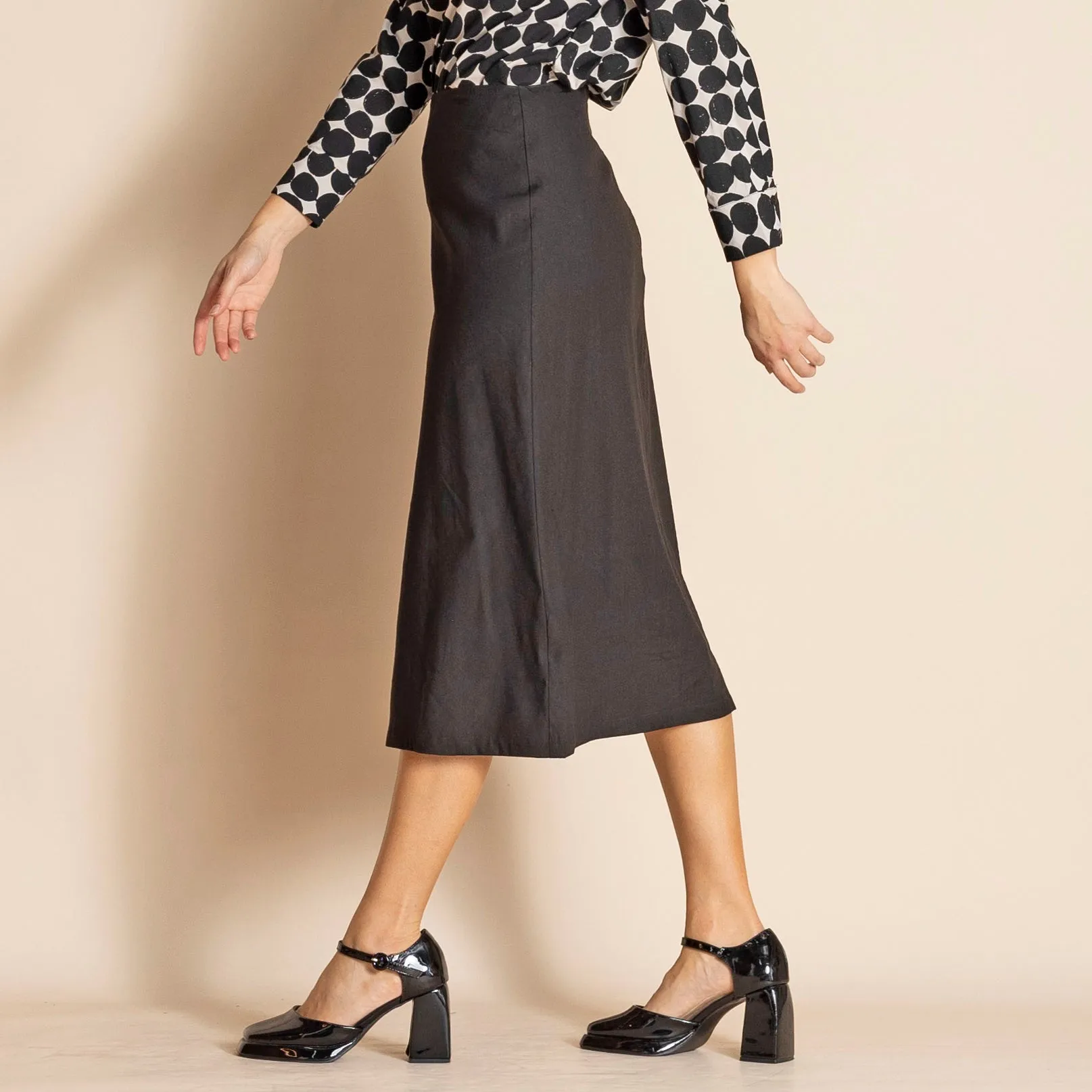 stretch linen a-line skirt