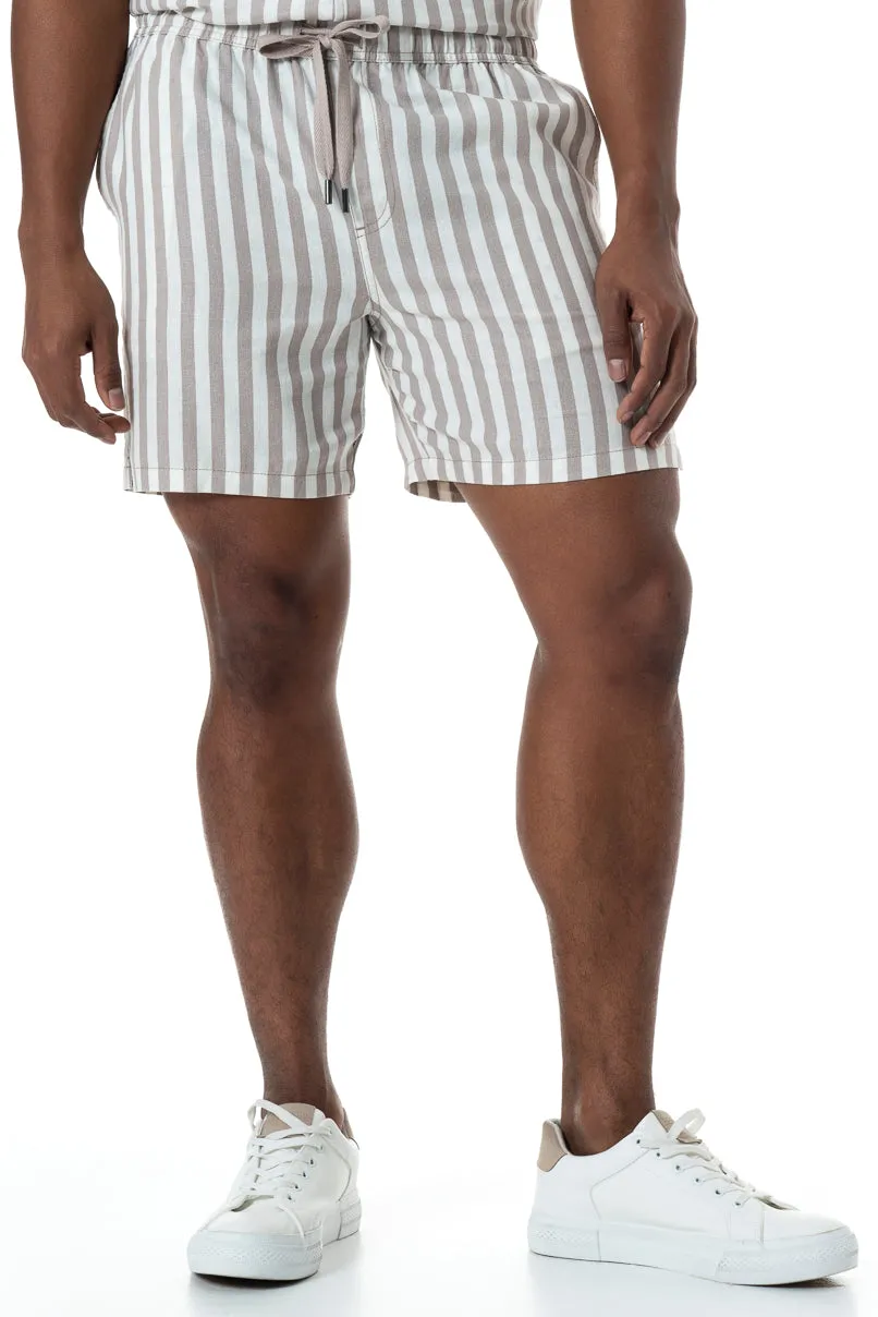 Striped Linen Shorts _ 150436 _ Biscuit