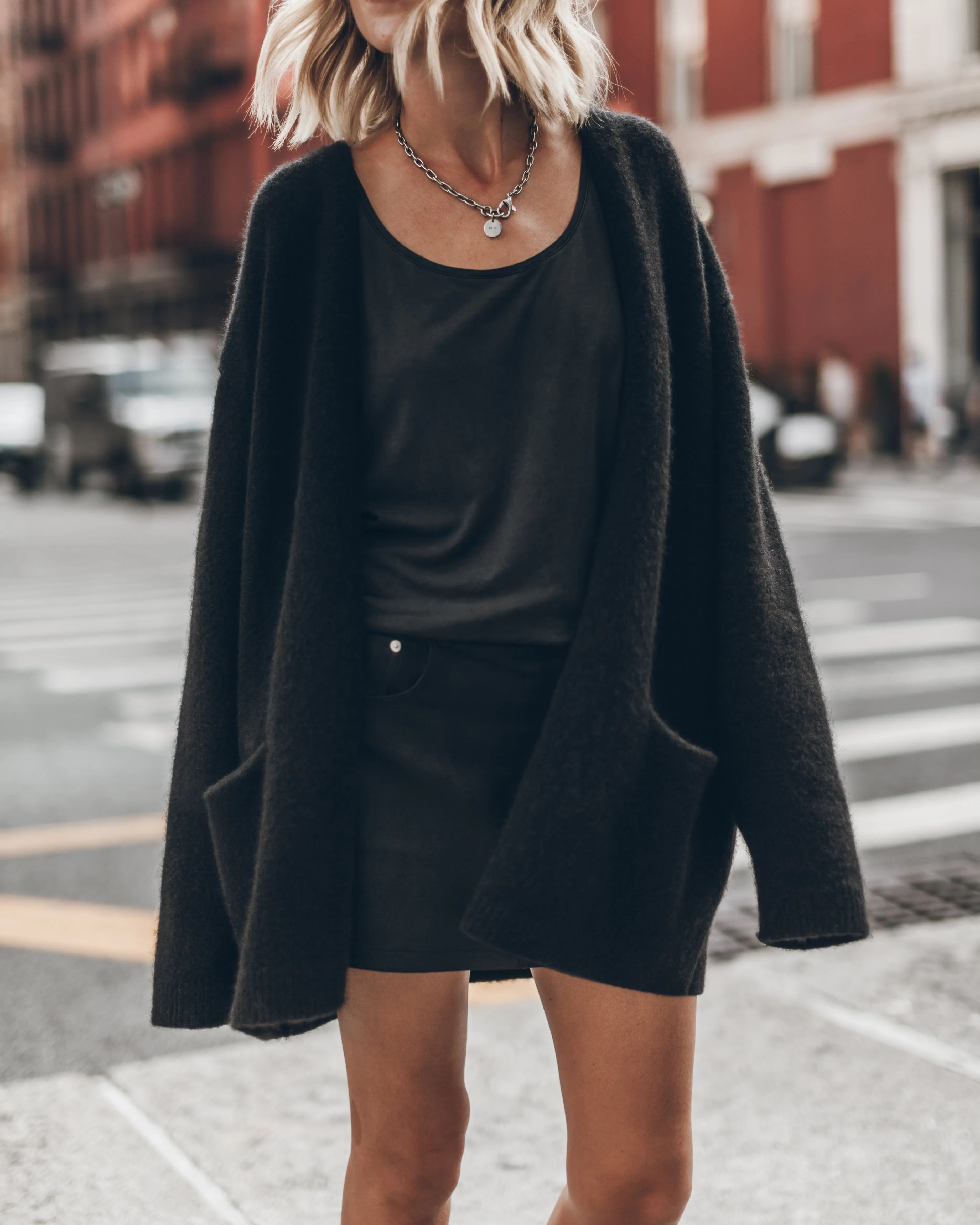 The Black Oversized Knitted Cardigan