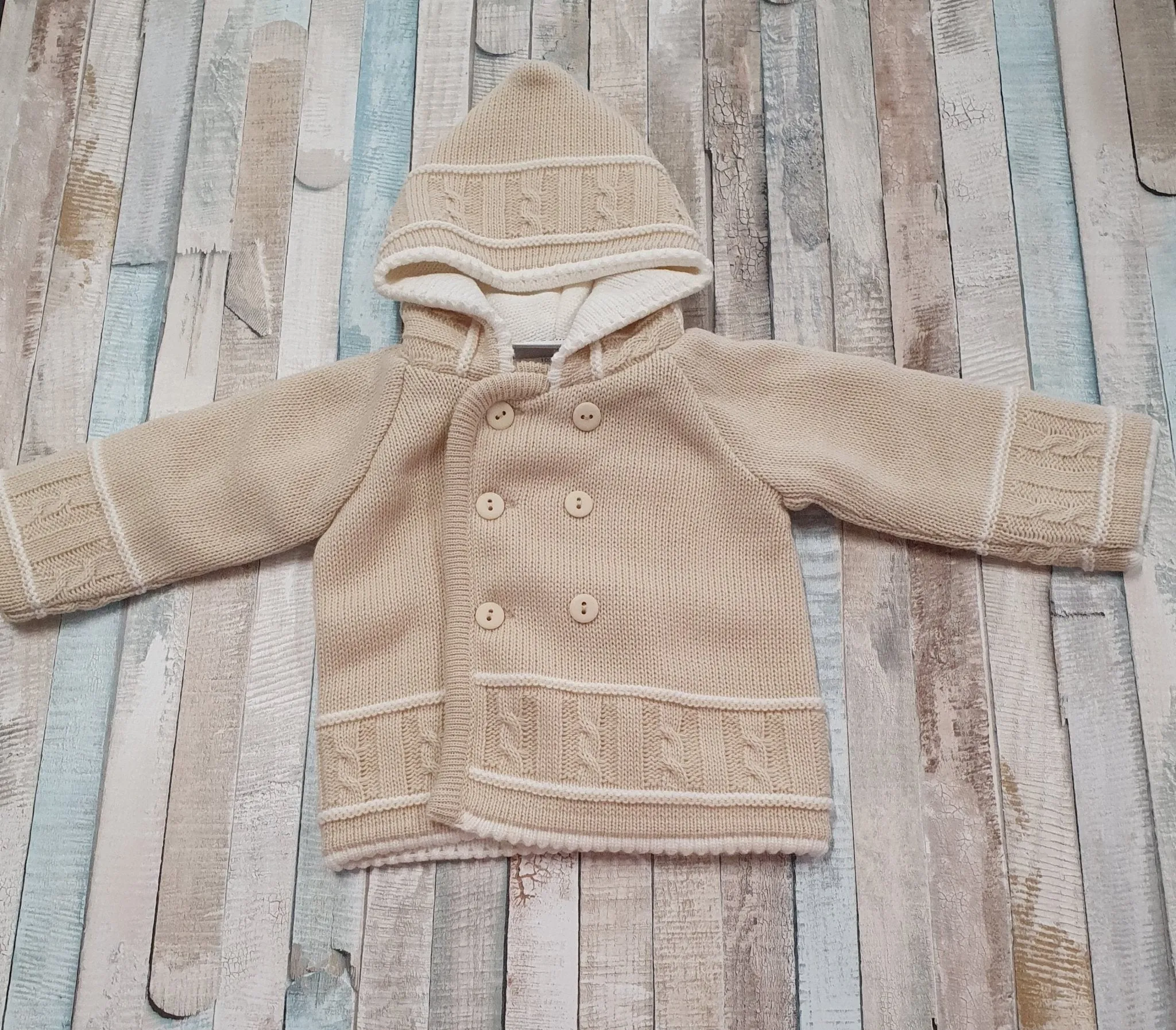 Unisex Baby Beige & White Pram Coat