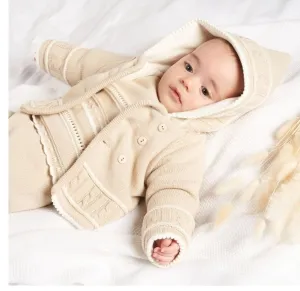 Unisex Baby Beige & White Pram Coat