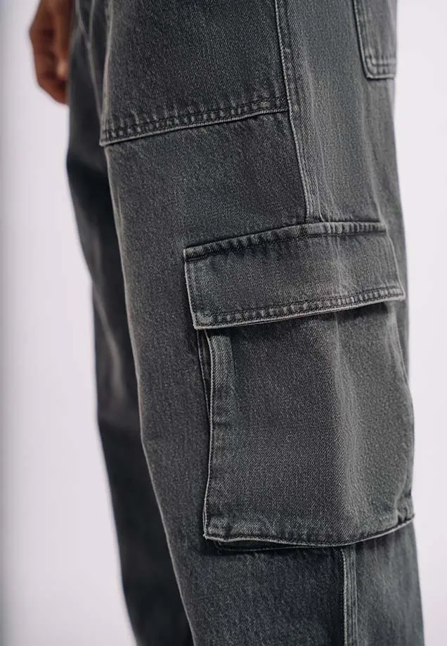 Utility Pocket Cargo Jeans - Dark Grey