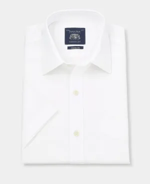 White Poplin Classic Fit Short Sleeve Formal Shirt