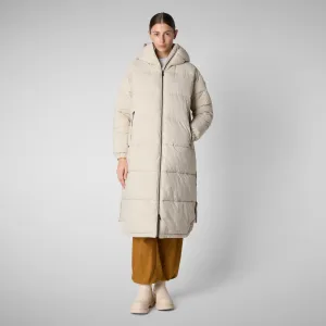 Woman's hooded coat Halesia in rainy beige