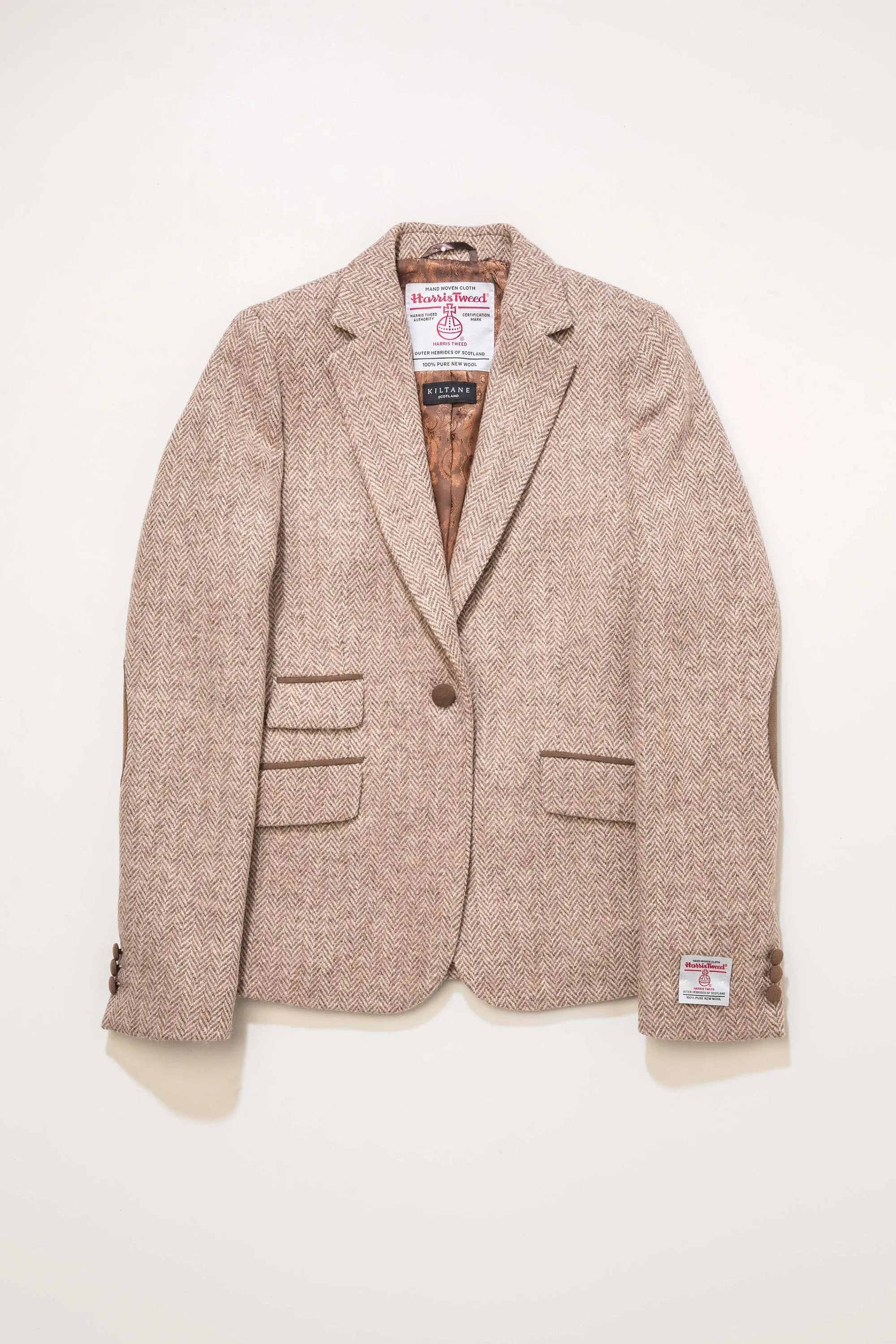 Women's Harris Tweed Janice Blazer - Light Beige Herringbone